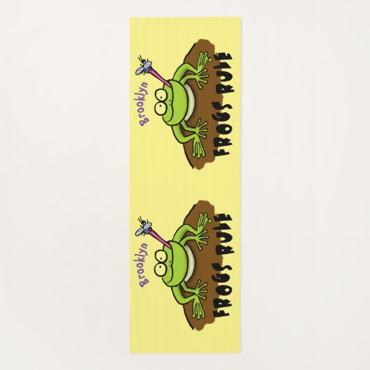 カエルは緑のおもしろいカエルの漫画を支配 ヨガマット (裏面)