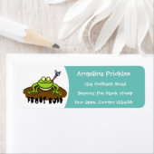 カエルは緑のおもしろいカエルの漫画を支配 ラベル (インサイチュ)