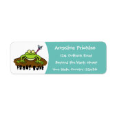 カエルは緑のおもしろいカエルの漫画を支配 ラベル (正面)