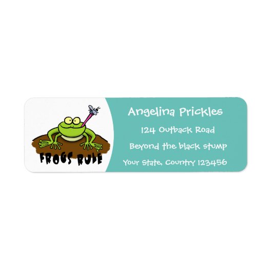 カエルは緑のおもしろいカエルの漫画を支配 ラベル (正面)