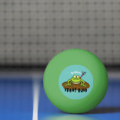 カエルは緑のおもしろいカエルの漫画を支配 卓球ボール (ネット)
