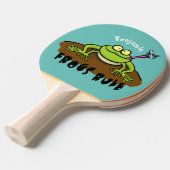 カエルは緑のおもしろいカエルの漫画を支配 卓球ラケット (正面アングル)