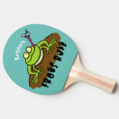 カエルは緑のおもしろいカエルの漫画を支配 卓球ラケット (横)