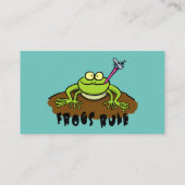 カエルは緑のおもしろいカエルの漫画を支配 名刺 (裏面)