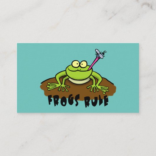 カエルは緑のおもしろいカエルの漫画を支配 名刺 (裏面)