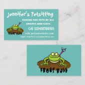 カエルは緑のおもしろいカエルの漫画を支配 名刺 (正面/裏面)