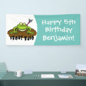 カエルは緑のおもしろいカエルの漫画を支配 横断幕 (トレードショー)