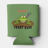 カエルは緑のおもしろいカエルの漫画を支配 缶クーラー (裏面)
