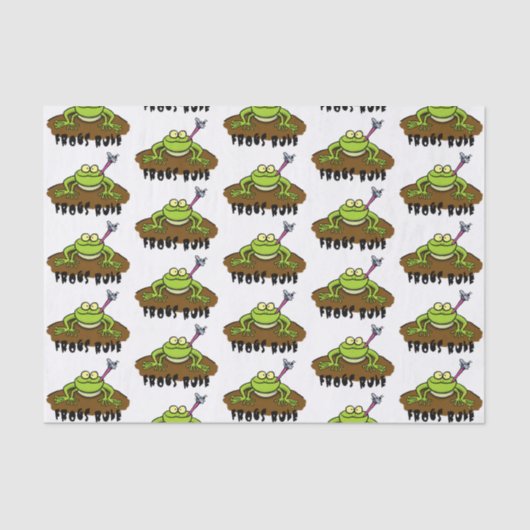 カエルは緑のおもしろいカエルの漫画を支配 薄葉紙 (正面)
