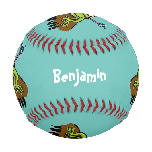 カエルは緑のおもしろいカエルの漫画を支配 野球ボール (正面)