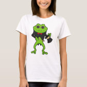 カエルは魔術師として魔法杖と帽子 Tシャツ (正面)