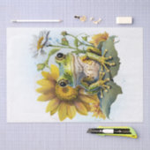 カエルひまわり水彩 薄葉紙 (クラフト)