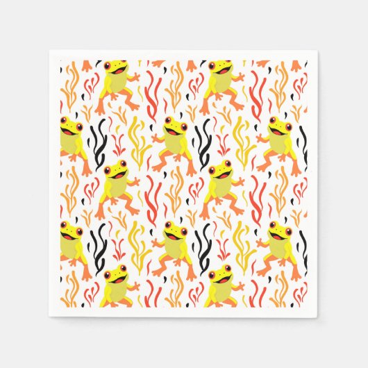 カエルよくはしゃぐ類 スタンダードカクテルナプキン (正面)