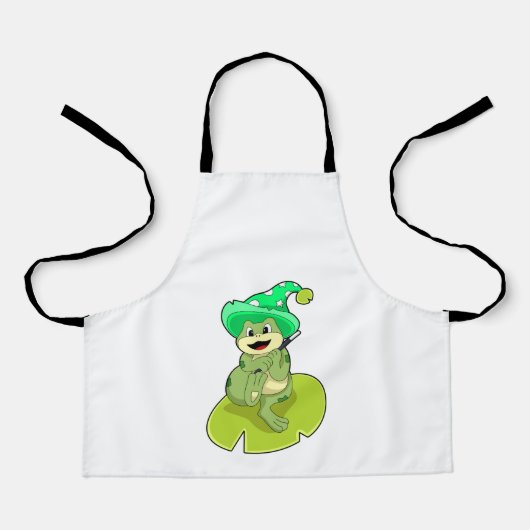 カエルをウィザードとして魔法杖 エプロン (正面)