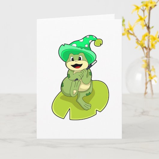 カエルをウィザードとして魔法杖 カード (黄色い花)