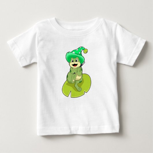 カエルをウィザードとして魔法杖 ベビーTシャツ (正面)