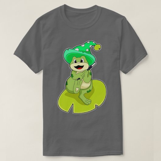 カエルをウィザードとして魔法杖 Tシャツ (デザイン正面)