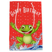 カエルをジャンプする水玉模様 ミディアムペーパーバッグ (正面)