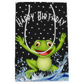 カエルをジャンプする水玉模様 ミディアムペーパーバッグ (正面)