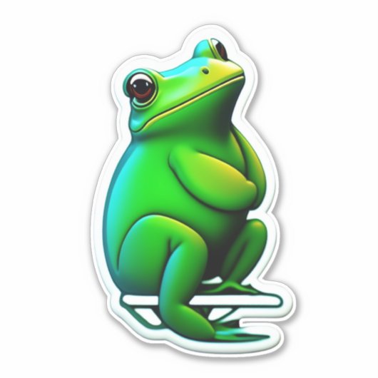 カエルをテーマにしたステッカーで文房具を持ち上げる シール (正面)