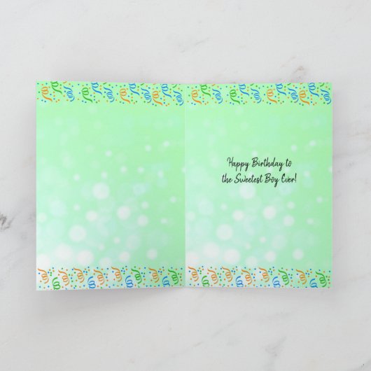 カエルをテーマにしたハッピーバースデー·ボーイパーソナライズされたズ カード (内部)