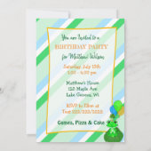 カエルをテーマにした男の子の誕生日パーティー 招待状 (裏面)