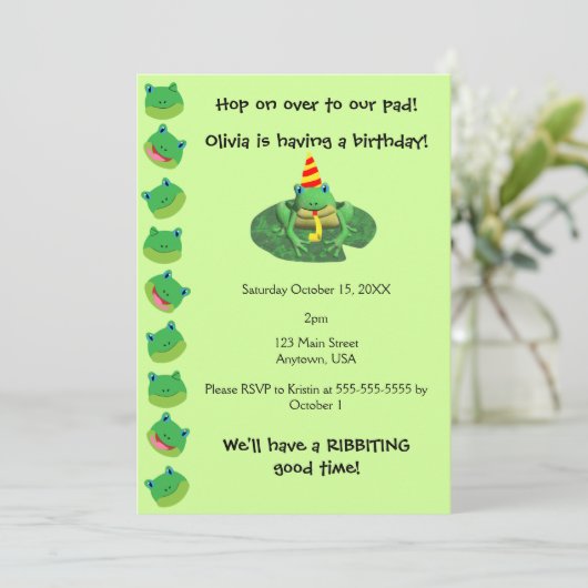 カエルをモチーフにした 招待状 (スタンド正面)