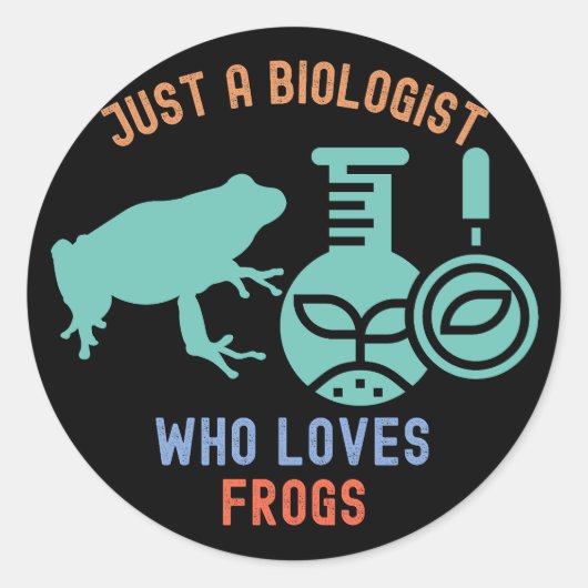 カエルを愛する生物学者おもしろいだ ラウンドシール (正面)