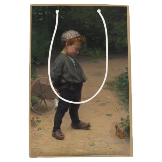 カエルを持つ若い生物学者（Paul Peel著） ミディアムペーパーバッグ (正面)