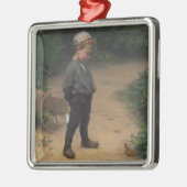 カエルを持つ若い生物学者(Paul Peel著) メタルオーナメント (左)