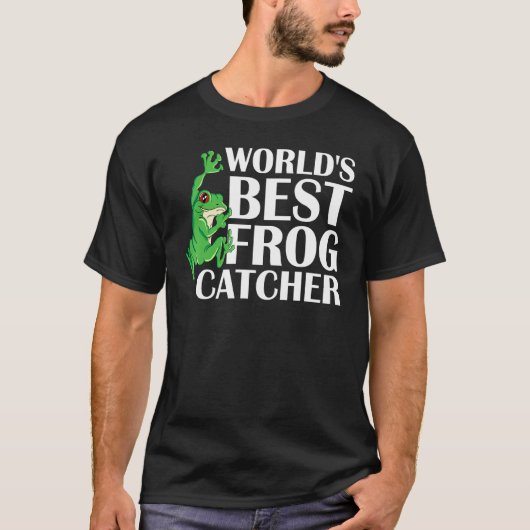 カエルを捕まえるのが世界一上手な人+緑のGrog表示 Tシャツ (正面)