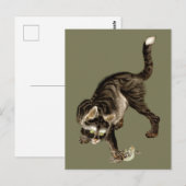 カエルを捕まえる猫 ポストカード (正面/裏面)