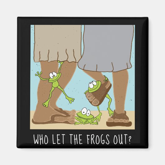 カエルを放り出すパソバ四角い磁石おもしろい マグネット (正面)