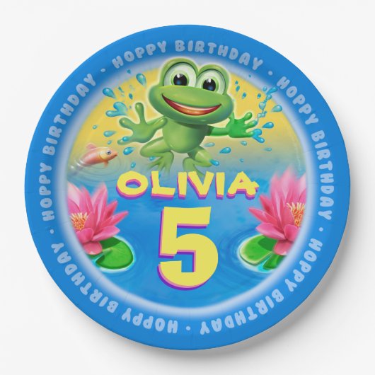 カエルを9インチ跳躍させてペーパーパーティーのプレートをカスタマイズ ペーパープレート (正面)