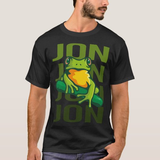 カエルアート - ジョンの名前 Tシャツ (正面)