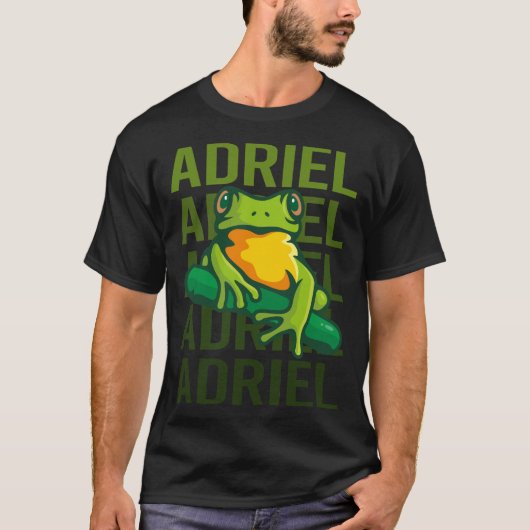 カエルアート - Adriel 名前入りデザイン Tシャツ (正面)