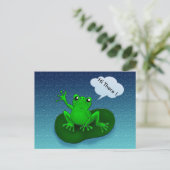 カエルイラストレーションの葉の漫画 ポストカード (スタンド正面)
