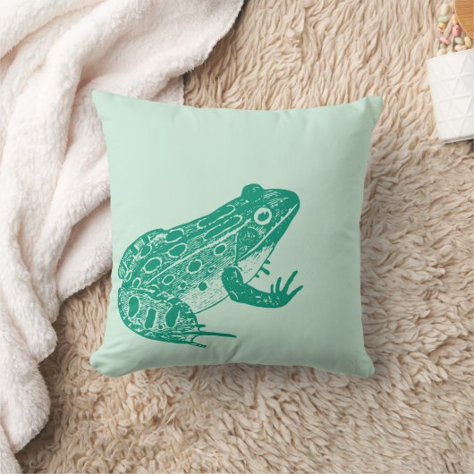 カエルイラストレーショングリーン装飾用クッション クッション (ブランケット)