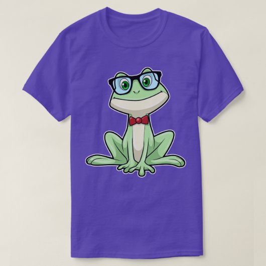 カエルオタク学生眼鏡タイ Tシャツ (デザイン正面)