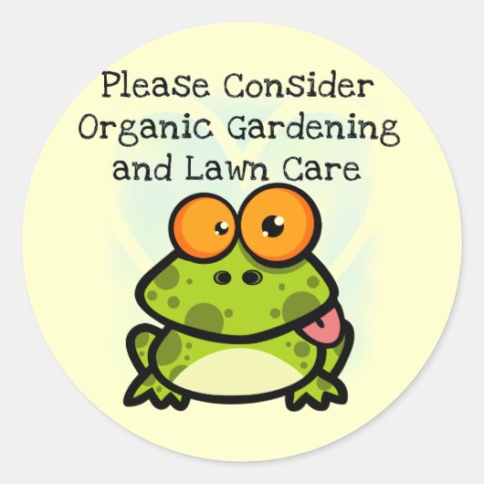 カエルオーガニックガーデニングTシャツとギフト ラウンドシール (正面)