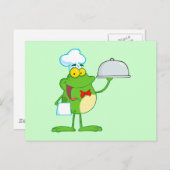 カエルカエルおもしろい両生シェフ漫画動物 ポストカード (正面/裏面)