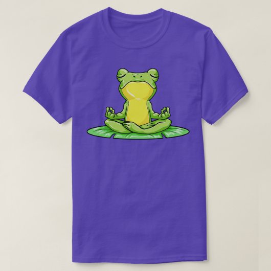 カエルカッコいいがヨガをしている Tシャツ (デザイン正面)