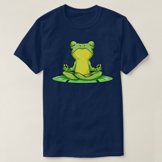 カエルカッコいいがヨガをしている Tシャツ (デザイン正面)