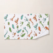 カエルカラフルの柄 バスタオルセット (ハンドタオル)