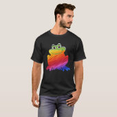 カエルカラフル好きのカエル猫のかわいいアートカエル Tシャツ (正面フル)