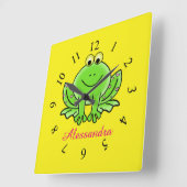 カエルカワイイ動物ベビー室子供部屋 スクエア壁時計 (傾斜)