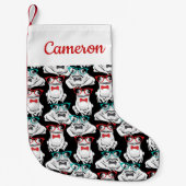 カエルガラスパターン|はあなたの名前を加えます スモールクリスマスストッキング (正面)