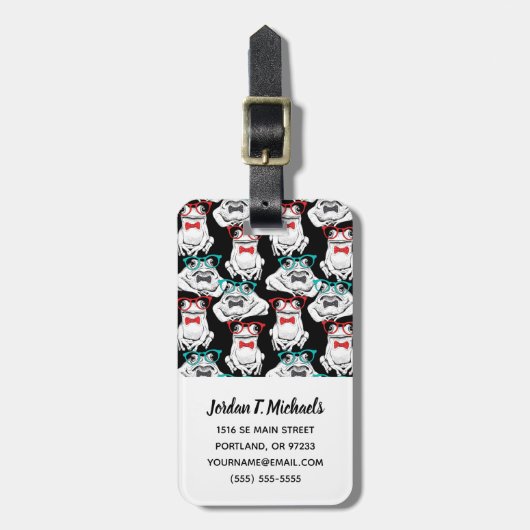 カエルガラスパターン|はあなたの名前を加えます ラゲッジタグ (正面縦)