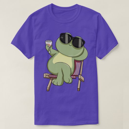 カエルクールがグラス酒を飲んでいる Tシャツ (デザイン正面)