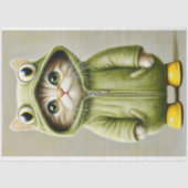 カエルコスチュームのかわいい子猫のデコパージュ AL3 薄葉紙 (正面)
